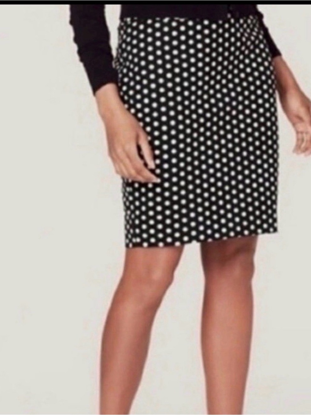 Loft black, polkadot, pencil skirt